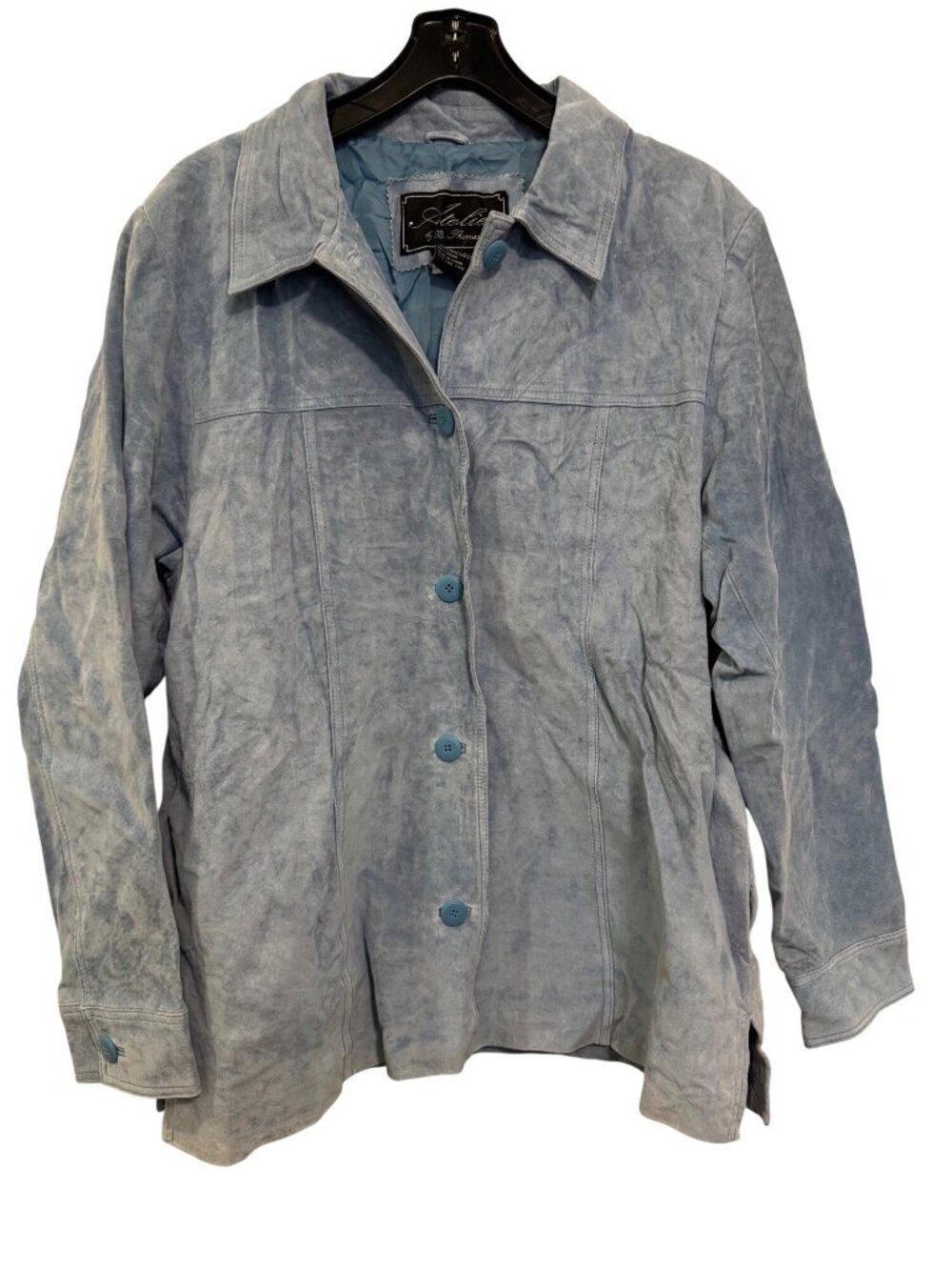 vintage Atelier By B. Thomas Blue Suede Leather Jacket XL